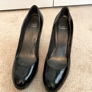 STUART WEITZMAN Platform Pumps Black Patent Leather‎ Stiletto Heel Spain 10 M